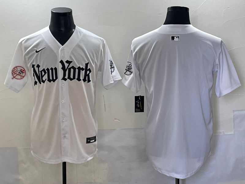 Men 2025 New York Yankees Blank White Five generations Joint Name Nike MLB Jersey style 105->new york yankees->MLB Jersey